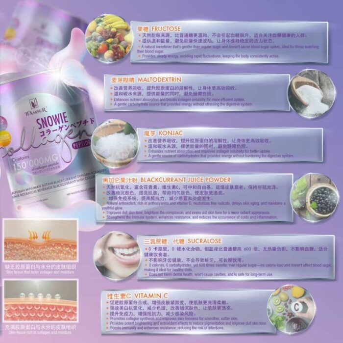 SNOWIE COLLAGEN PERTIDE (300G) 胶原蛋白胜肽粉 - Image 7
